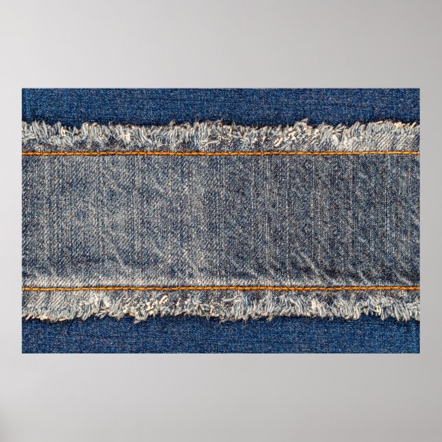 Poster Cadre en tissu jean bleu Denim. Dénim bleu fleur (Devant)