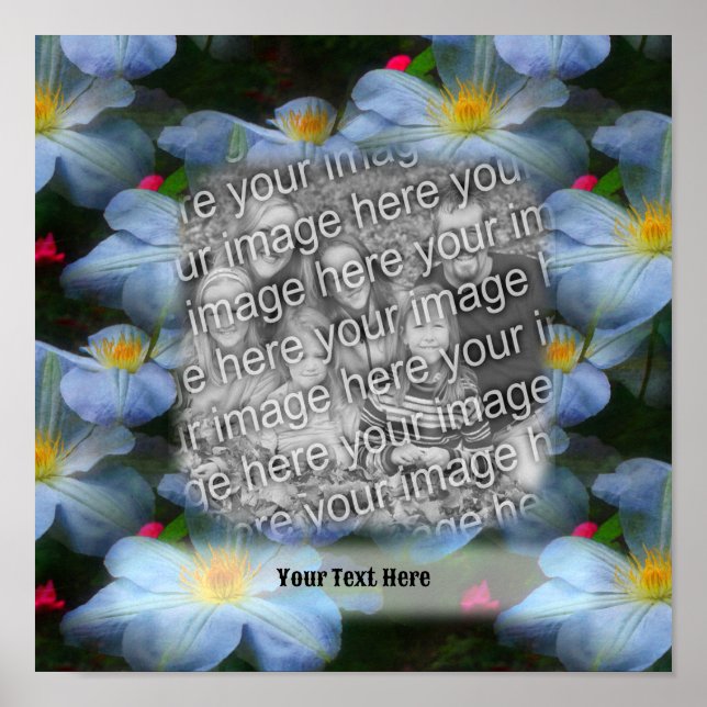 Poster Cadre Fleur Clematis Blanc Créez Votre Propre Phot (Devant)