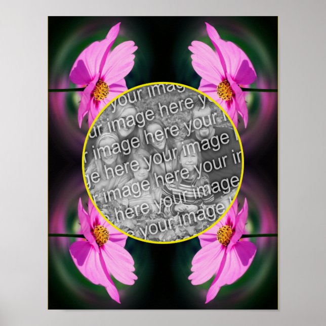 Poster Cadre Fleur Cosmos Rose Créez Votre Propre Photo (Devant)