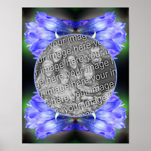 Poster Cadre Fleur Gentien Bleu Créez Votre Propre Photo (Devant)