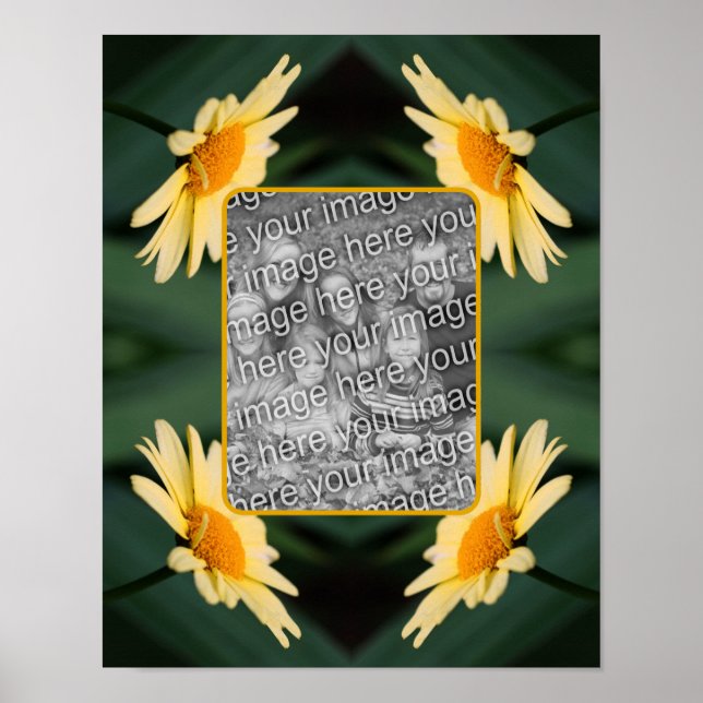 Poster Cadre Fleur Jaune Faisée Ajouter Votre Photo (Devant)
