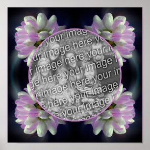 Poster Cadre Fleur Rose Et Blanc Créez Votre Propre Photo