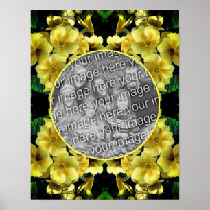 Poster Cadre Fleurs de printemps jaunes Ajoutez votre pro