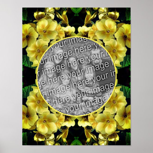 Poster Cadre Fleurs de printemps jaunes Ajoutez votre pro (Devant)