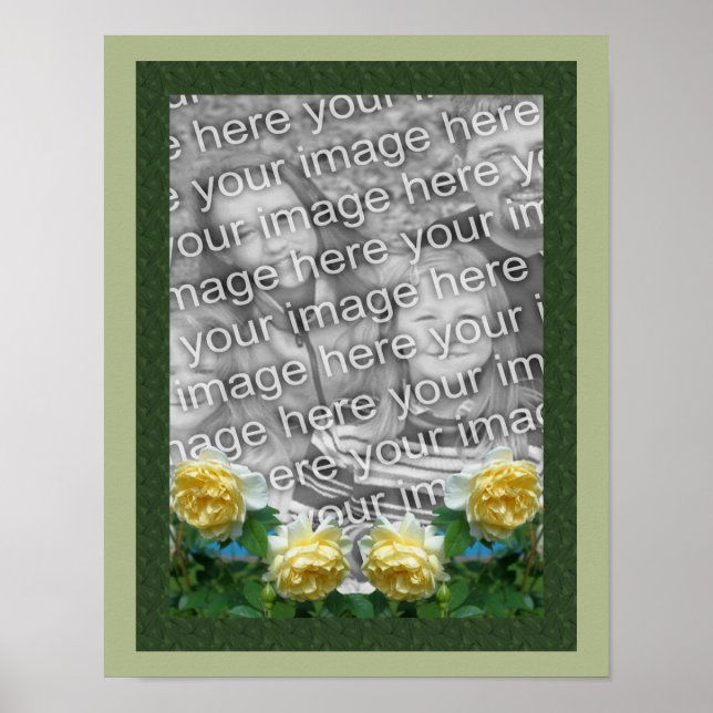 Poster Cadre Fleurs de Rose Jaune Créez votre propre phot (Devant)