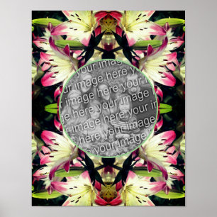 Poster Cadre Fleurs Lys Rouge Et Blanc Ajouter Votre Phot