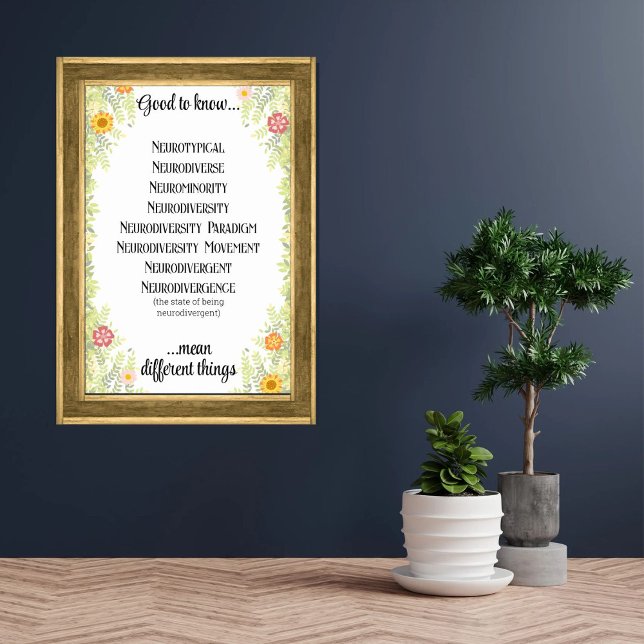 Poster Cadre floral bon à connaître neurodivers (Créateur téléchargé)