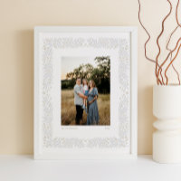 Cadre floral d'art beige gris avec texte personnal