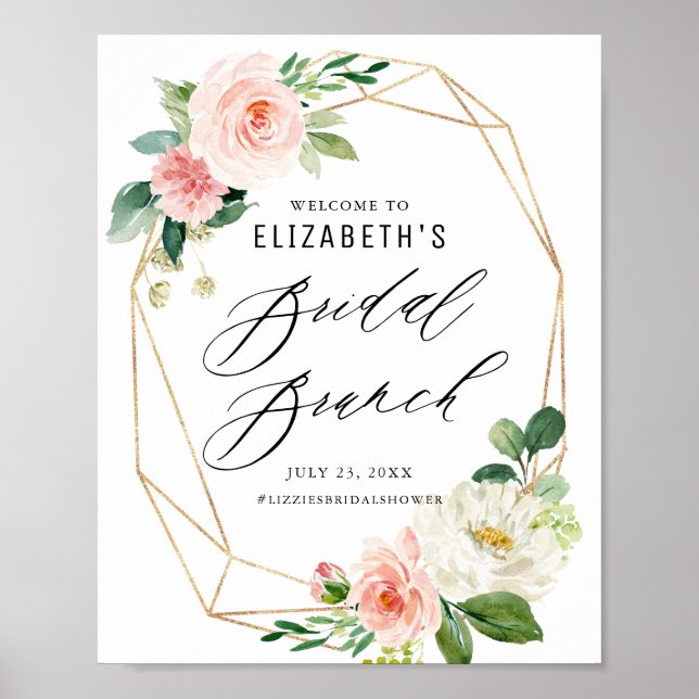 Poster Cadre géométrique Bienvenue au brunch de mariage f (Devant)