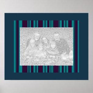 Poster Cadre photo à rayures turquoises foncées et violet