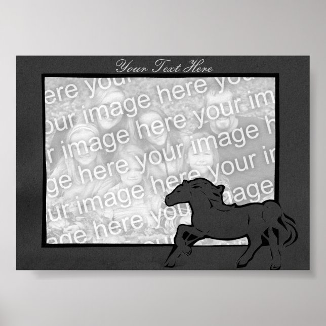 Poster Cadre photo Cheval - Noir (Devant)