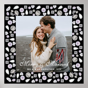 Poster Cadre photo de couple élégant moderne Silver Diamo