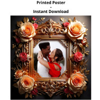 Cadre photo élégant victorien avec des roses 3D