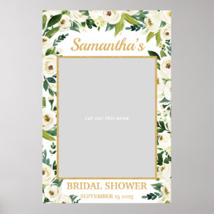 Poster Cadre photo floral vert et blanc Boho