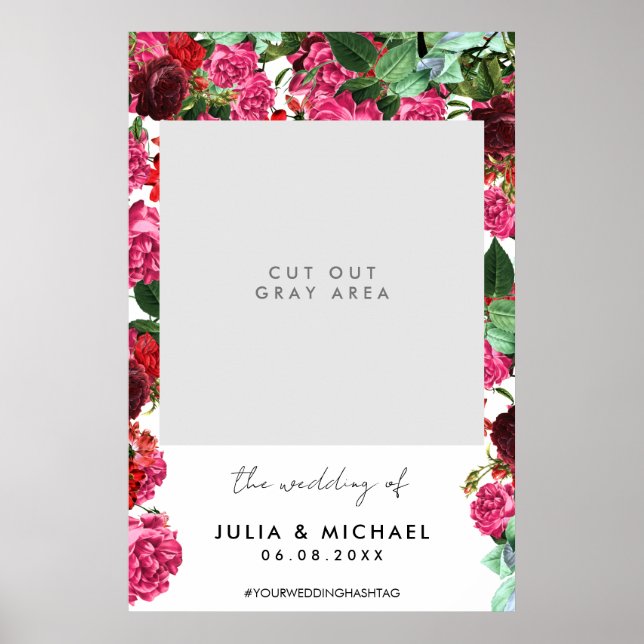 Poster Cadre photo Selfie Mariage Floral Prop (Devant)