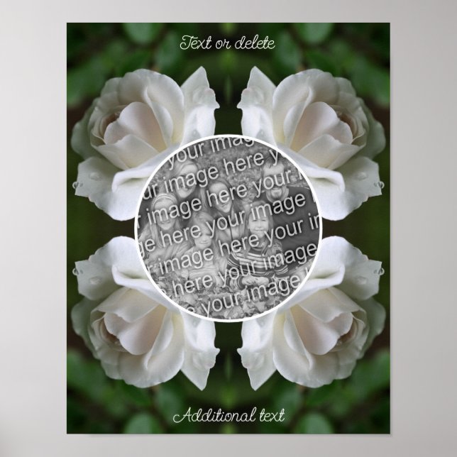 Poster Cadre Raindrops White Rose Créez votre propre phot (Devant)