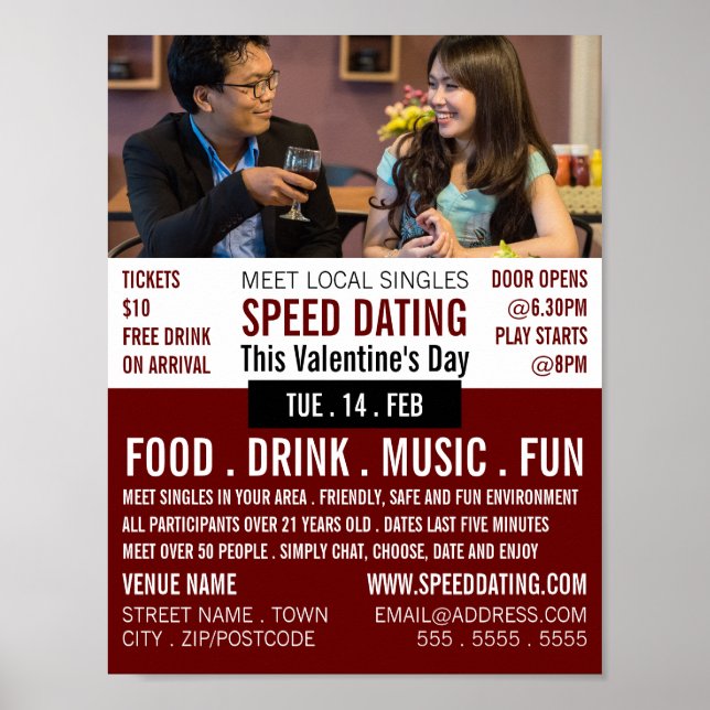 Poster Cadre romantique, Vitesse Dating Événement Publici (Devant)