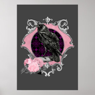 Poster Cadre Rose Goth Raven