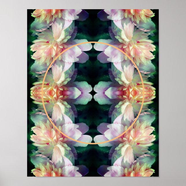 Poster Cadres de fleurs de pivoines roses Ajouter votre p (Devant)