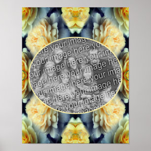 Poster Cadres de gouttes de rose jaune Créez votre propre