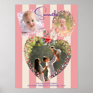 Poster Cadres Ornés 3 Photos Rose 1er Noël Étape Importan