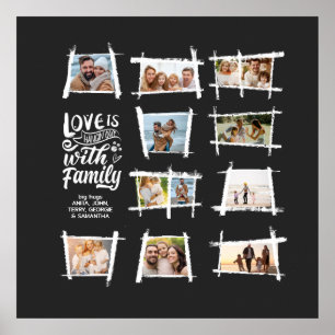 Poster Cadres Rustiques Blanc/Noir L'Amour Est La Famille
