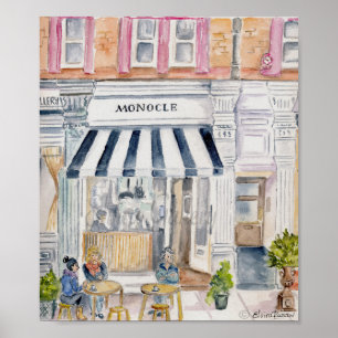 Poster Café à London Watercolor Imprimer l'affiche