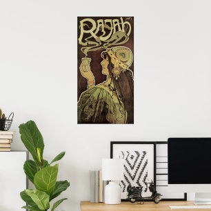 Poster Café Art Nouveau vintage Rajah, Femme au café