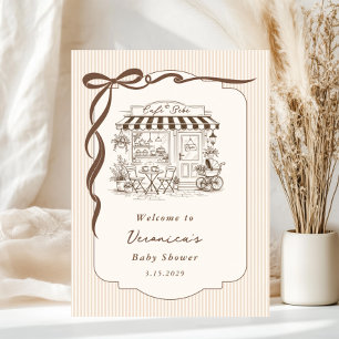 Poster Cafe Bebe Arc-en-ciel Bienvenue Bébé Fille ou Garç