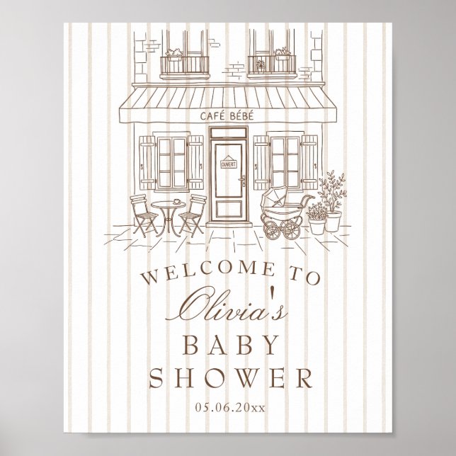 Poster Cafe Bébé Baby Shower  Welcome (Devant)