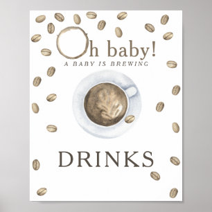 Poster Café brassage baby shower Boissons