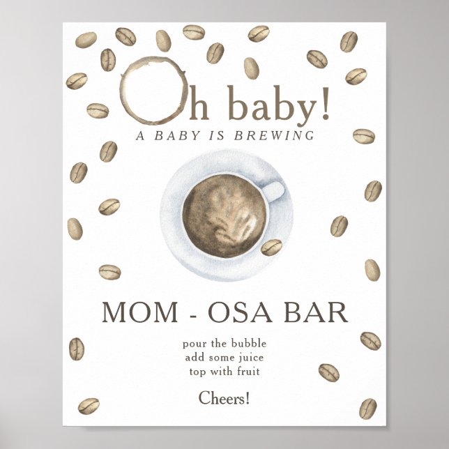 Poster Café brassage baby shower Momosa bar (Devant)