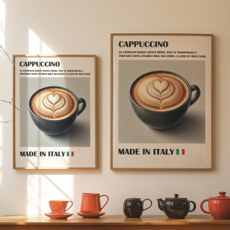 Poster Café Cappuccino Impression, Mur d'art italien Latt