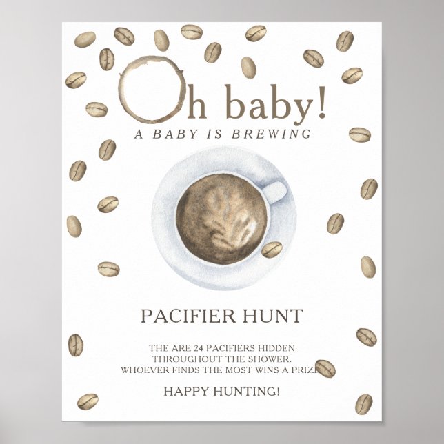 Poster CAFÉ - chasse à la suce jeu de baby shower (Devant)