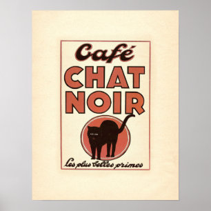 Poster Café chat noir