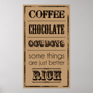 Poster Café, chocolat, cowboys…