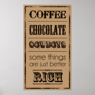 Poster Café, chocolat, Cowboys...