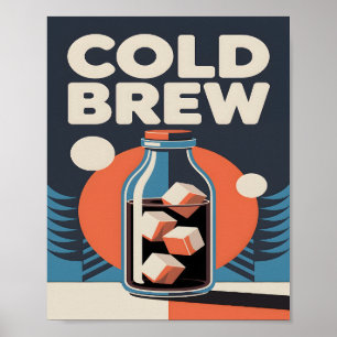 Poster Café Cold Brew Rétro Cuisine Moderne du Milieu du 