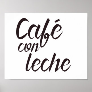 Poster Café con Leche Espagnol Café Word Art