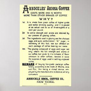 Poster "CAFÉ d'ARIOSA de la Cru-annonce ARBUCKLES "