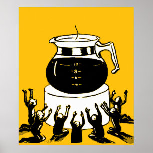 Poster Café de culte vintage rétro, drôle de café de cult
