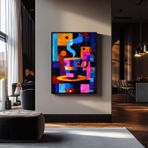 Poster Café de géométrie expressionniste - Café animé