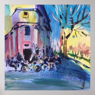 Poster Café de la ville de peinture moderne