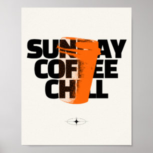 Poster Café détente du dimanche - Graphique urbain en dem