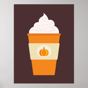 Poster Café en latte d'épice citrouille