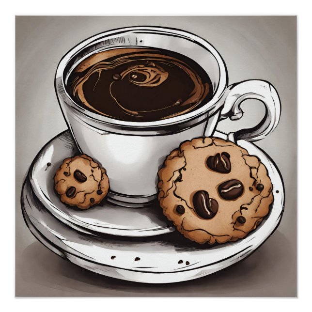 Poster Café et cookies (Devant)