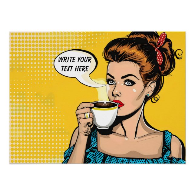 Poster Café femme rétro personnalisable (Devant)
