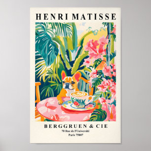 Poster Café Français Bulldog Boisson, Décor Dopamine, Fu