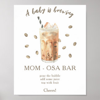 Poster Café glacé brassant un baby shower Momosa bar