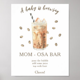 Poster Café glacé brasserie baby shower Momosa bar